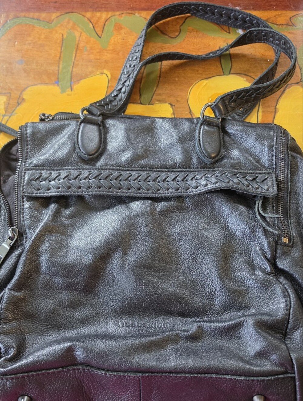 Liebeskind BERLIN Black Leather Braided Accent Shoulder Bag